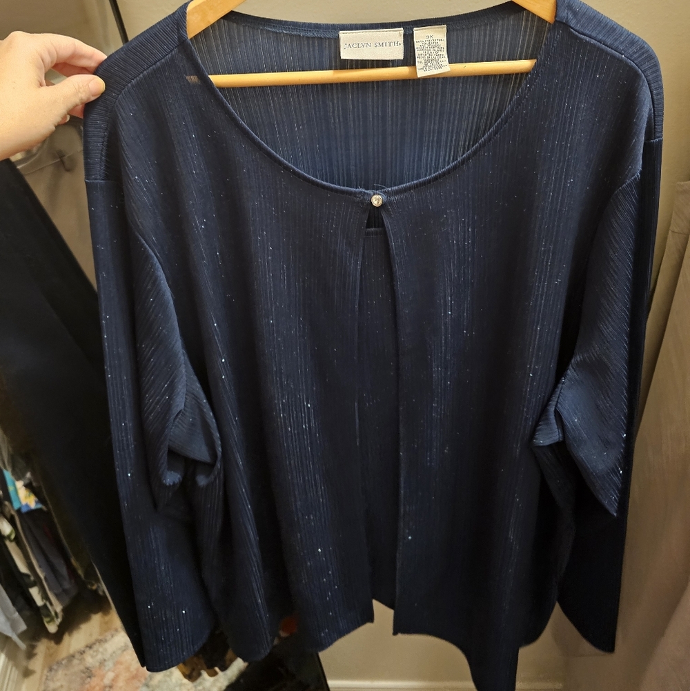 3/$15 Jaclyn Smith Deep Green Glitter Cardigan 3x